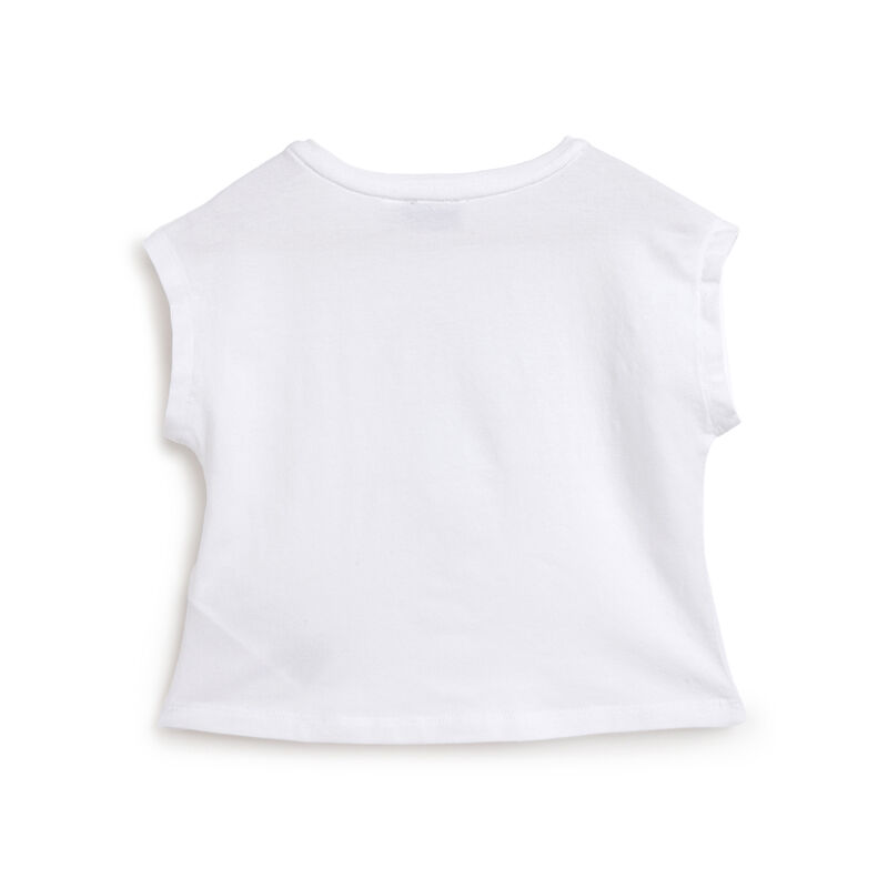 Girls White Applique Short Sleeve T-Shirt image number 1